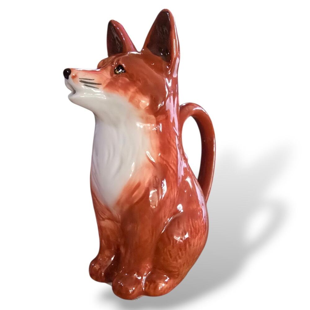 Fantastical Fox Ceramic Pitcher 7.2" Woodland Creamer Rustic Potters Studio